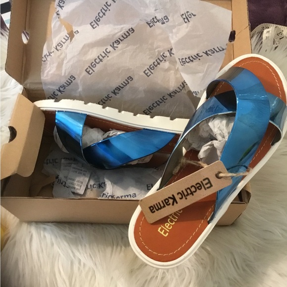 NIB Electric Karma Metallic Blue (Cobalt) Bickle Sandals, 10 - Picture 7 of 8